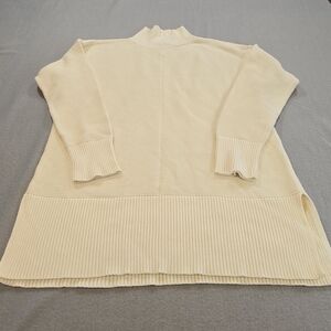 Talbots Cream Ribbed Mock Neck Sweater Size Large